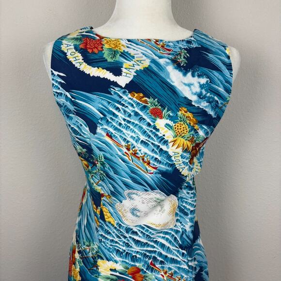 Vtg The Hawaiian Original Maxi Dress Small Blue Floral Aloha Resort Cruise AOP - Picture 6 of 8